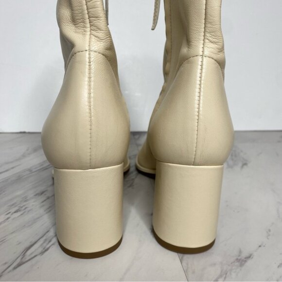 Aeyde Creamy Leather Heeled Bootie 37 / 7 - Picture 4 of 14